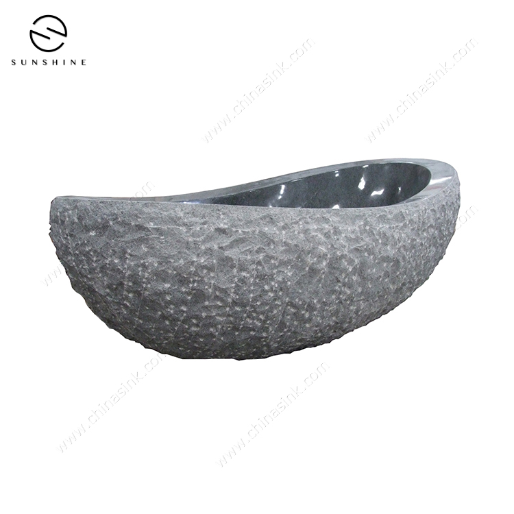Dark Grey G654 Granite Stone Bathtub with Split Outside