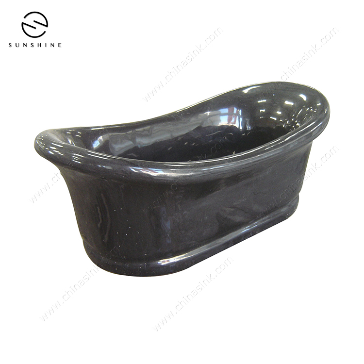 Wholesale Absolute Black Granite Stone Bathtub Freestanding Bath Tub 