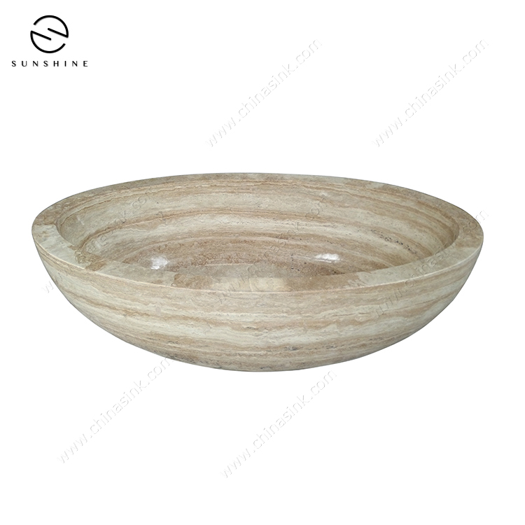 Custom Natural Travertine Stone Oval Bathtub Manufacturer